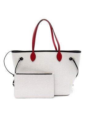 Louis Vuitton Neverfull MM Epi Tote Bag Blanc Optique